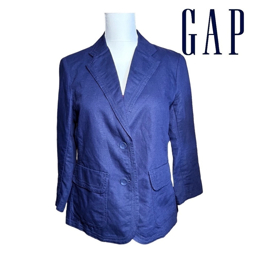 GAP (EUC) 3/4 Sleeve Linen & Cotton Blazer Size 12